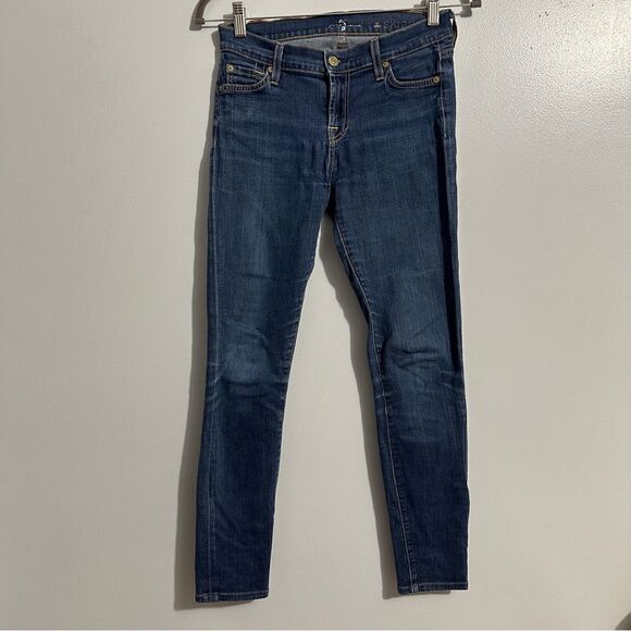 7Seven for All Mankind Skinny Jeans 27 Med/ Dark Wash Sz 26 - Picture 1 of 7